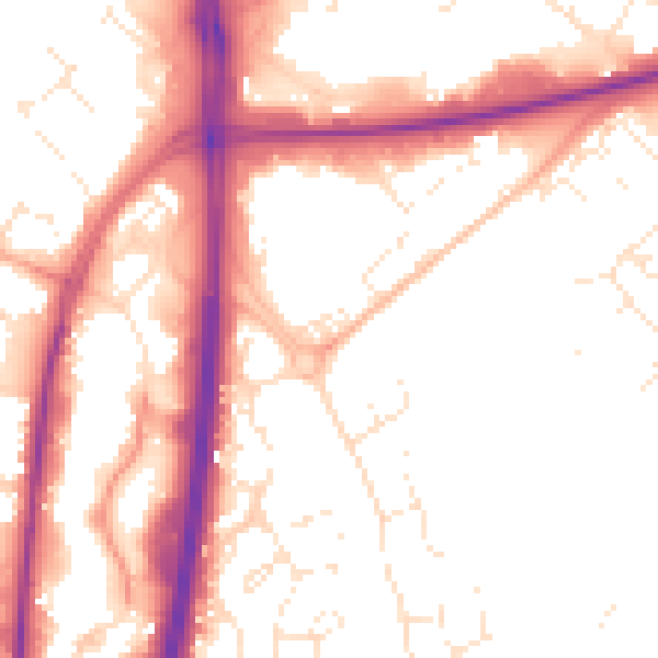 Daytime road noise heatmap for GL4 0DP