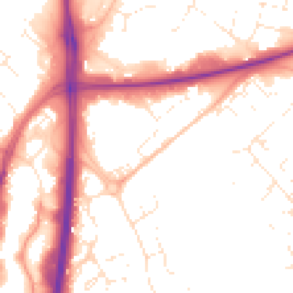 Daytime road noise heatmap for GL4 0DR