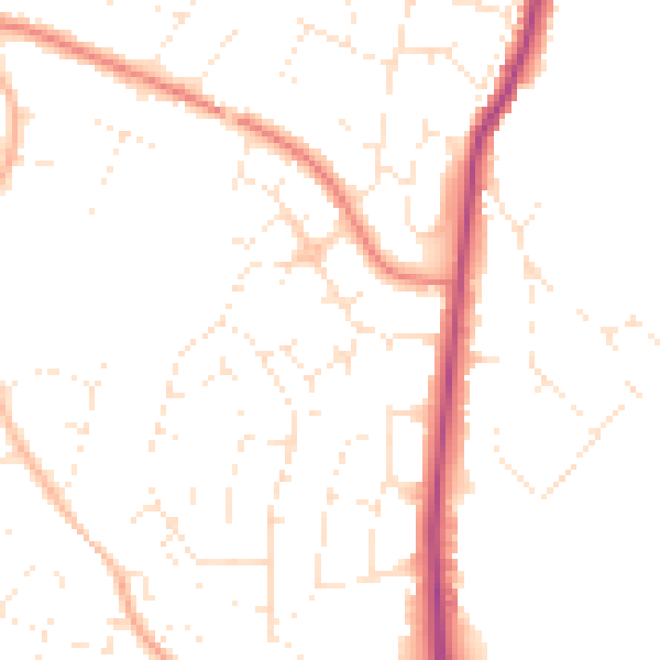 Daytime road noise heatmap for GL4 0DW