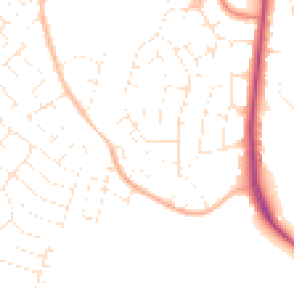 Daytime road noise heatmap for GL4 0HQ