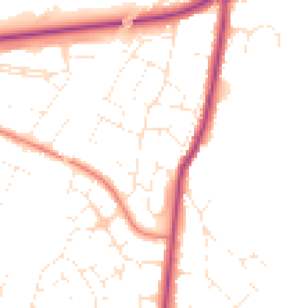Daytime road noise heatmap for GL4 0HT