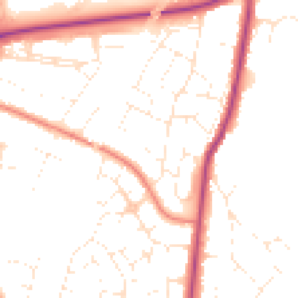 Daytime road noise heatmap for GL4 0HU
