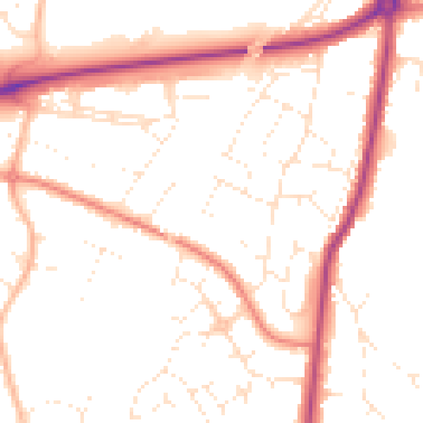 Daytime road noise heatmap for GL4 0JD