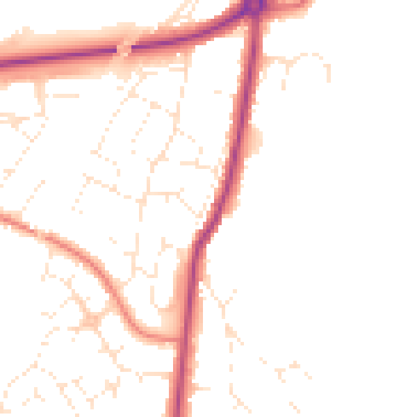 Daytime road noise heatmap for GL4 0JG
