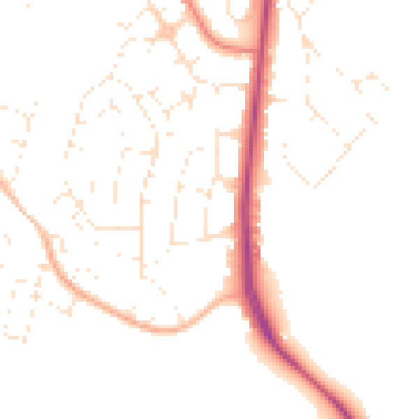 Daytime road noise heatmap for GL4 0JZ