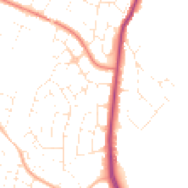 Daytime road noise heatmap for GL4 0LB