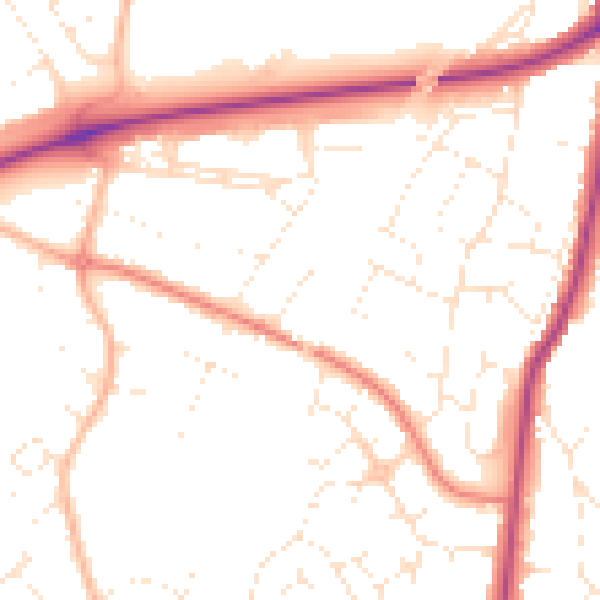 Daytime road noise heatmap for GL4 0LJ