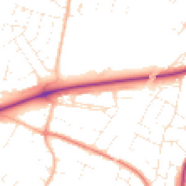 Daytime road noise heatmap for GL4 0LX