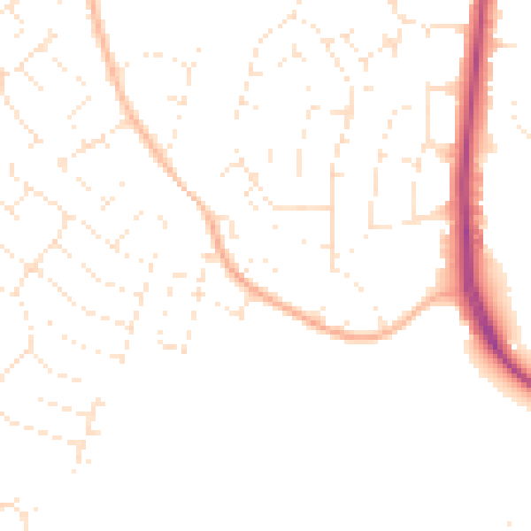 Daytime road noise heatmap for GL4 0QQ