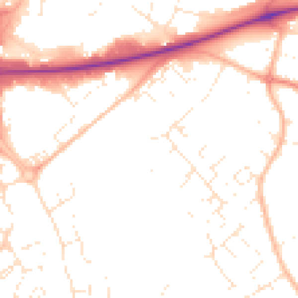 Daytime road noise heatmap for GL4 0RG