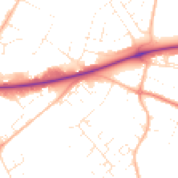 Daytime road noise heatmap for GL4 0RL