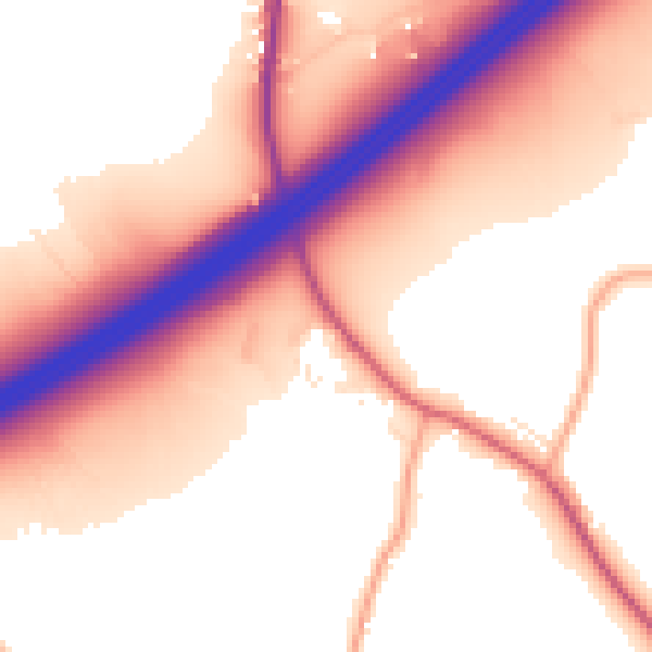 Daytime road noise heatmap for GL4 0UJ