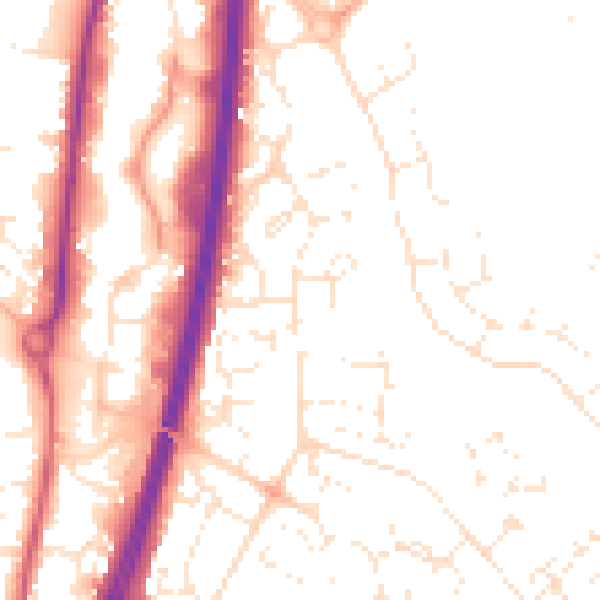 Daytime road noise heatmap for GL4 0WB