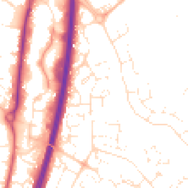 Daytime road noise heatmap for GL4 0WE