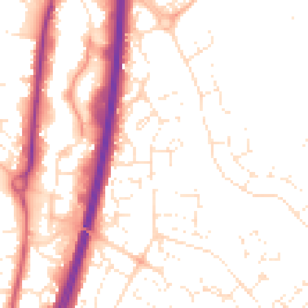 Daytime road noise heatmap for GL4 0WF