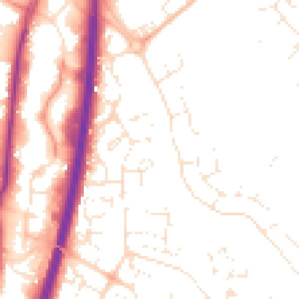 Daytime road noise heatmap for GL4 0WL