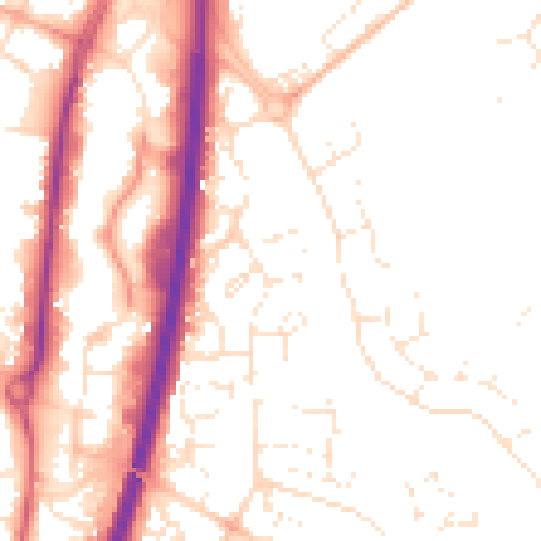 Daytime road noise heatmap for GL4 0WN