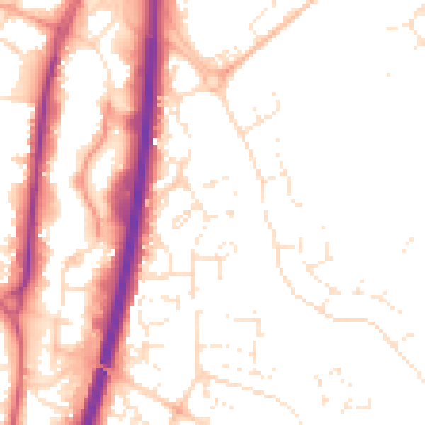 Daytime road noise heatmap for GL4 0WP
