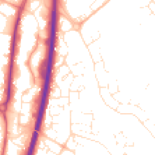 Daytime road noise heatmap for GL4 0WQ