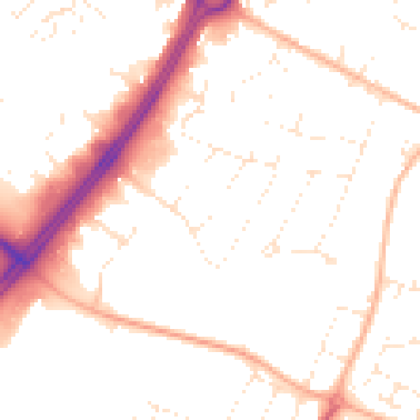 Daytime road noise heatmap for GL4 3AX