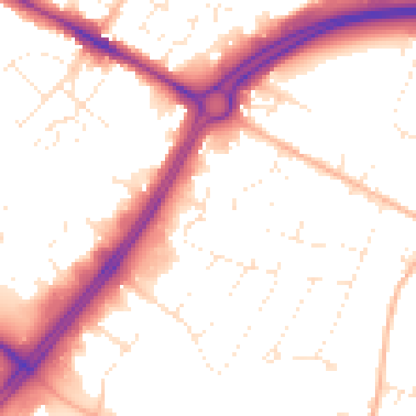 Daytime road noise heatmap for GL4 3BQ