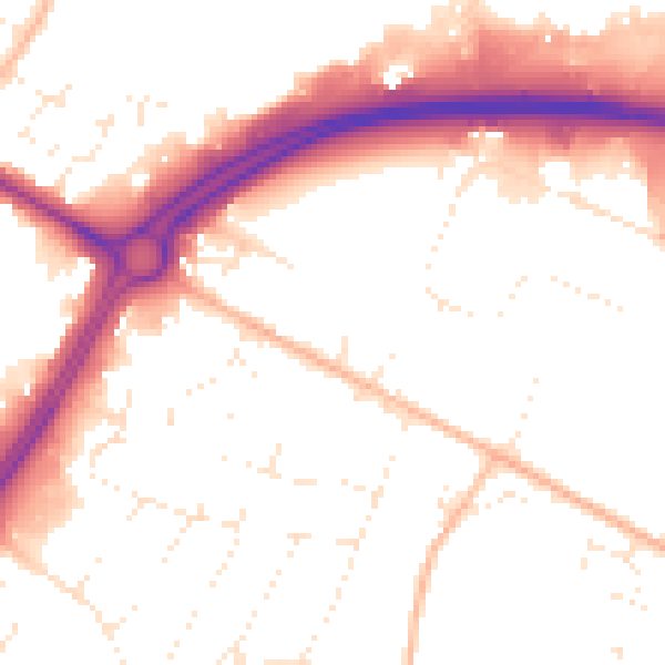 Daytime road noise heatmap for GL4 3HF