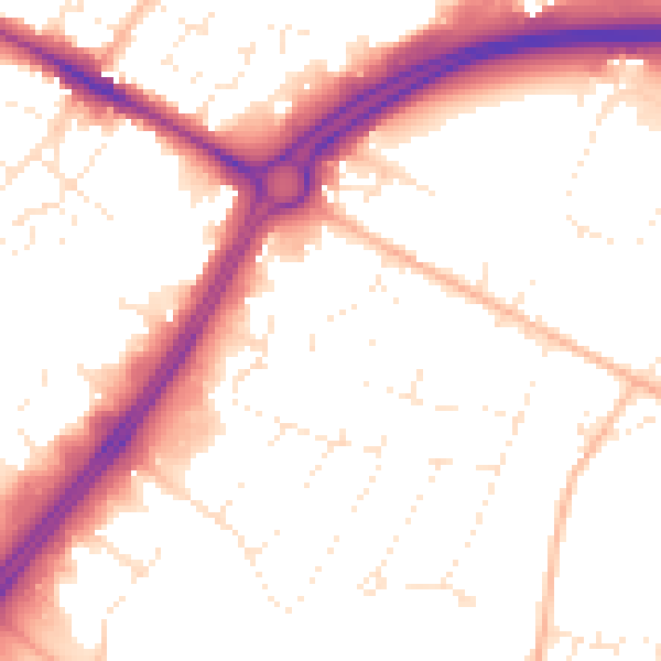 Daytime road noise heatmap for GL4 3JJ