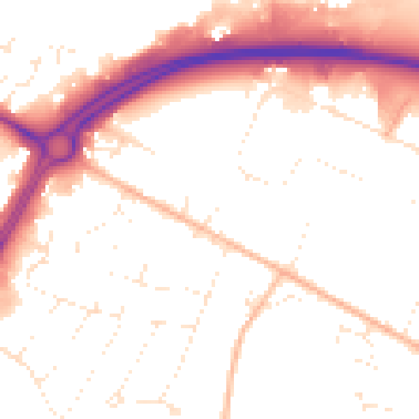 Daytime road noise heatmap for GL4 3YL