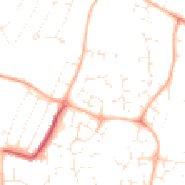 Daytime road noise heatmap for GL4 3YW