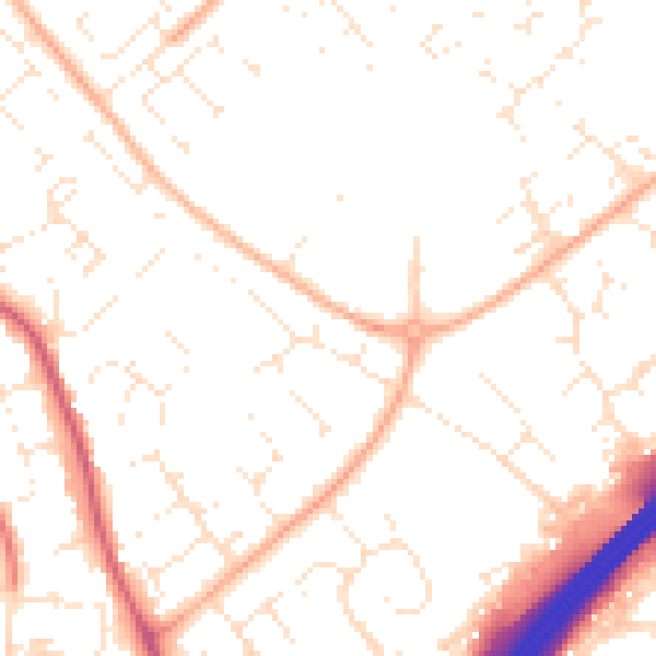 Daytime road noise heatmap for GL4 4AT