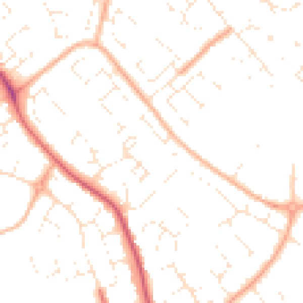 Daytime road noise heatmap for GL4 4DE