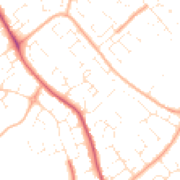 Daytime road noise heatmap for GL4 4FQ