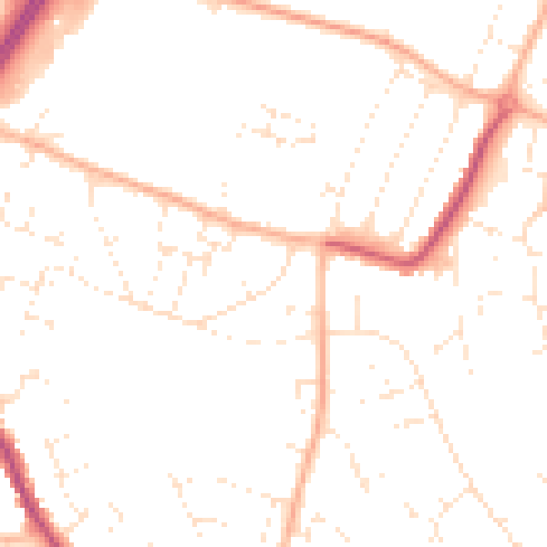 Daytime road noise heatmap for GL4 4NE
