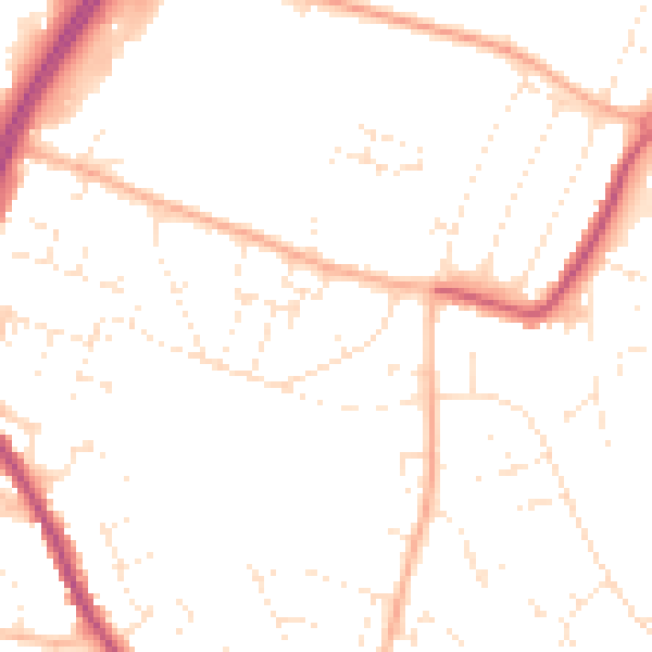 Daytime road noise heatmap for GL4 4NG