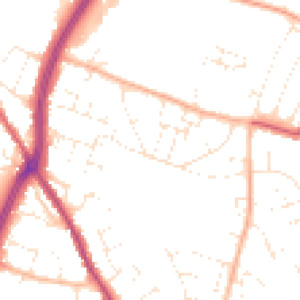 Daytime road noise heatmap for GL4 4NQ
