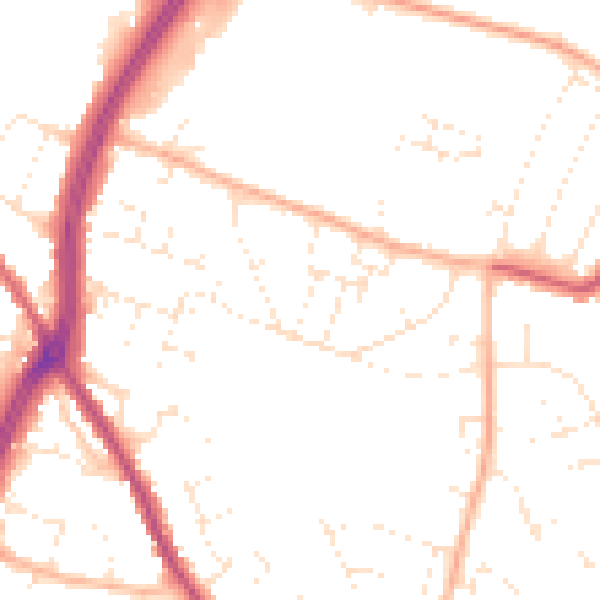 Daytime road noise heatmap for GL4 4NX