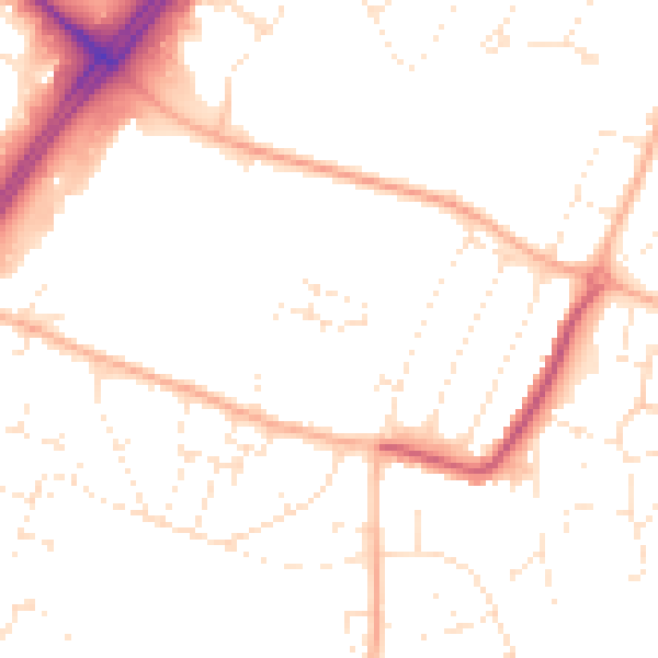 Daytime road noise heatmap for GL4 4PG