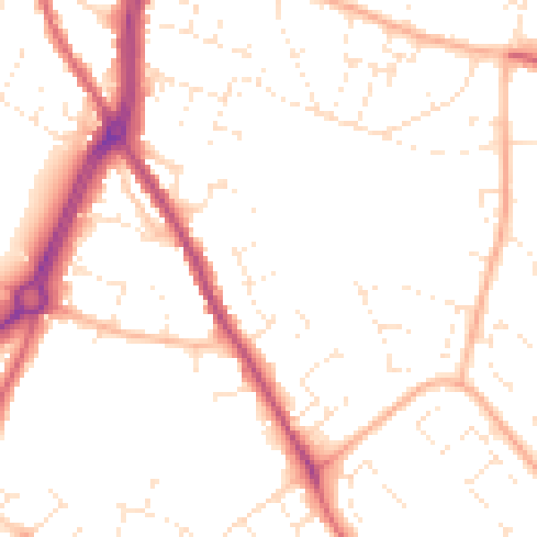 Daytime road noise heatmap for GL4 4QZ