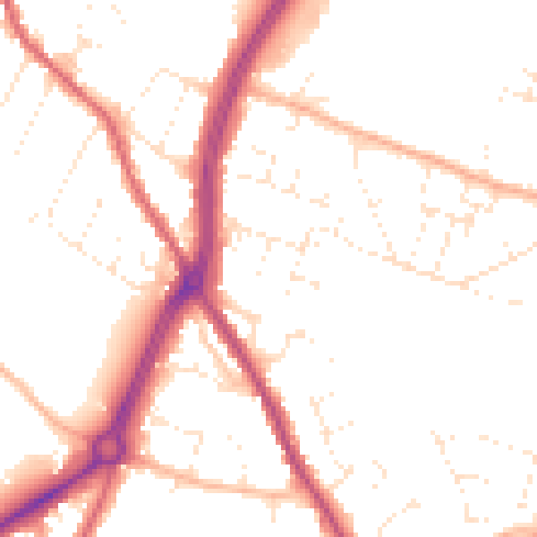 Daytime road noise heatmap for GL4 4SS