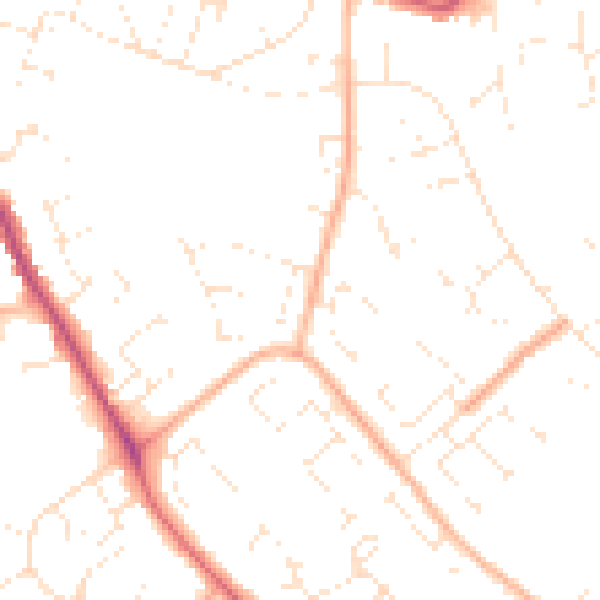 Daytime road noise heatmap for GL4 4TA