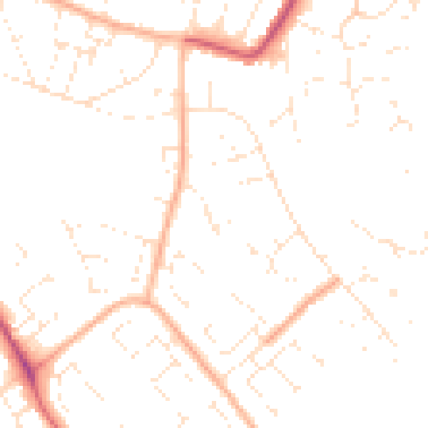 Daytime road noise heatmap for GL4 4WX