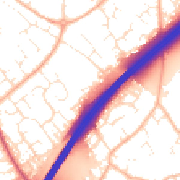 Daytime road noise heatmap for GL4 5DG