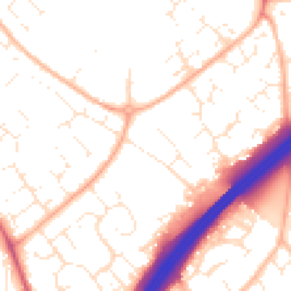 Daytime road noise heatmap for GL4 5DW