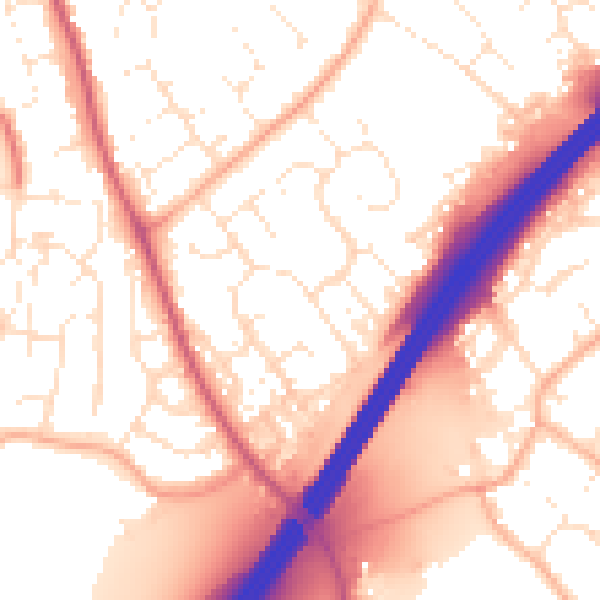 Daytime road noise heatmap for GL4 5EP