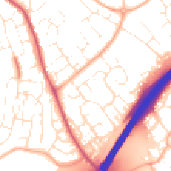 Daytime road noise heatmap for GL4 5ES