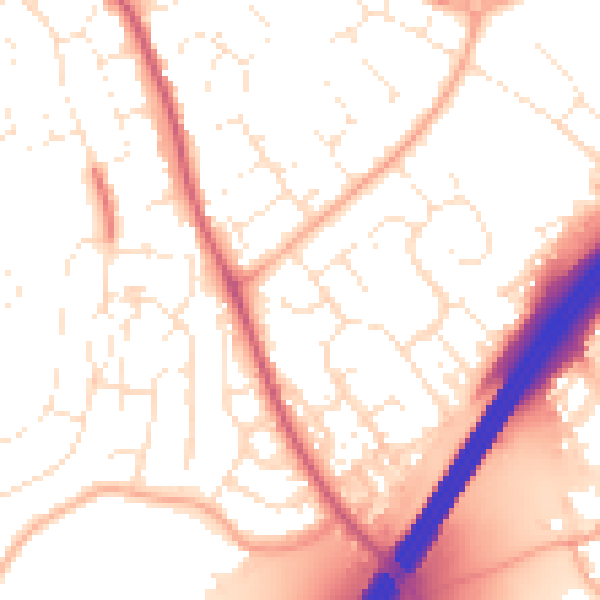 Daytime road noise heatmap for GL4 5EW