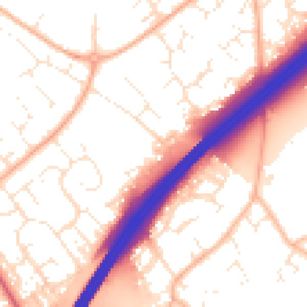 Daytime road noise heatmap for GL4 5JU