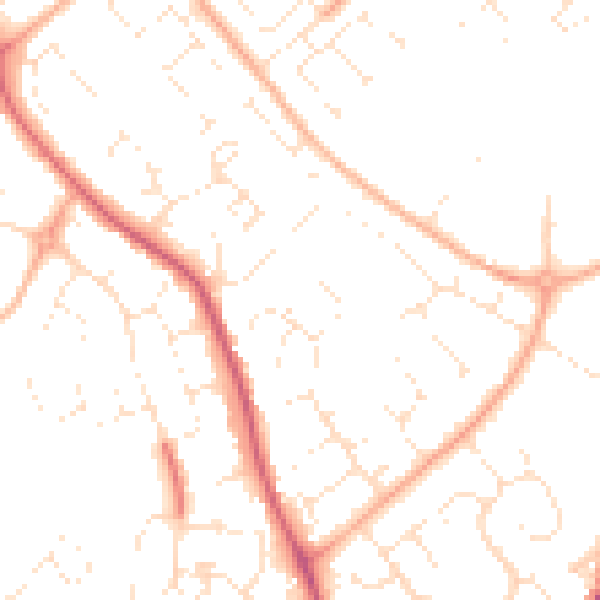 Daytime road noise heatmap for GL4 5TJ