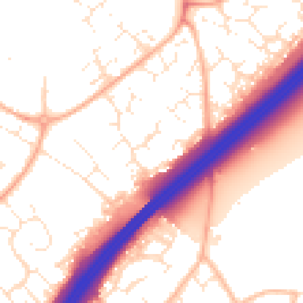 Daytime road noise heatmap for GL4 5UF