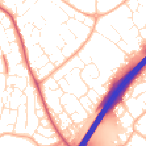 Daytime road noise heatmap for GL4 5XN